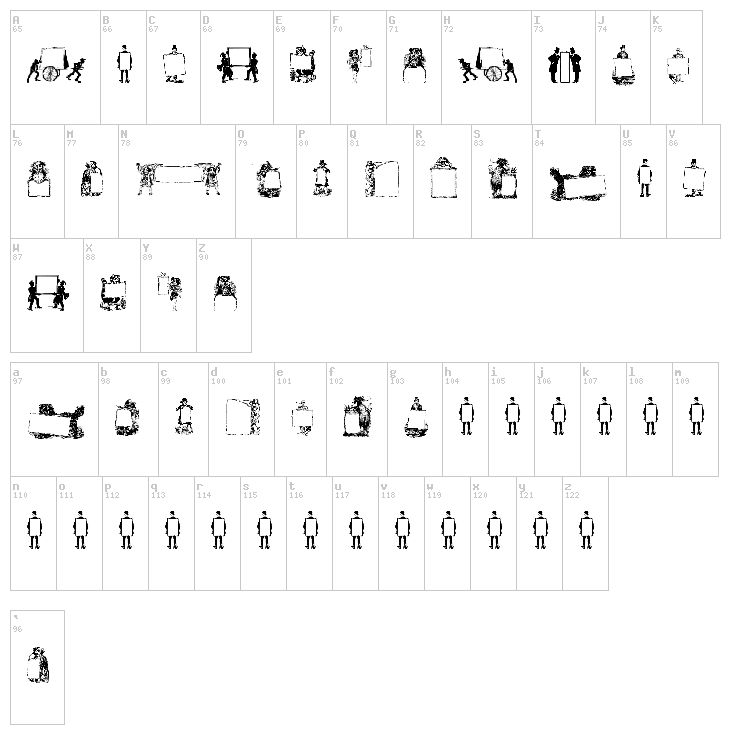 Picture Squares font map